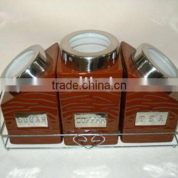 Ceramic Canister With Metal Rack photo-2