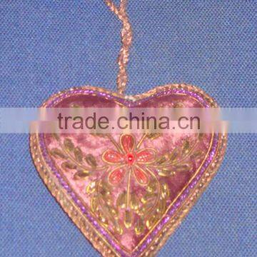 Heart Shape Bead Embroidery Christmas Decoration Hanging