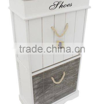 Home Furniture Wood Cabinets White Shoe Cabinet Shabby Chic Shoe Rack photo-2