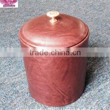 Leather Ice bucket with lid and scoop,stainless steel ice bucket,high quality product