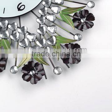 2015 Flower Heart Shape Iron Home Decoration Fashion Antique Wall Clock photo-2