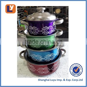 4sets Colorful Stainless Steel Stock Pot