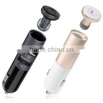 REMAX RB-T11C Dual USB 2.1A+1A Mini Wireless Bluetooth 4.0 Headset Earphone