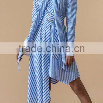 Women Fashion Party Dress New Design Asymmetrical Stripe Dress photo-6