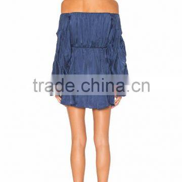 Latest Western Dress Patterns for Girls Long Puff Sleeve off Shoulder Summer Dress photo-2