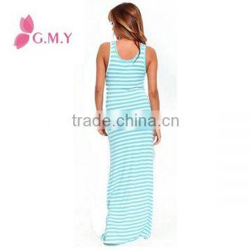 Women Scoop Neck Racer Back Sleeveless Casual Dress Strechy Long Maxi Dress photo-4