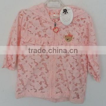 cute baby girls pink emboridered coat for Autumn