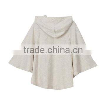 Cloak Design Buttons Solid Hoodie With Hooded for Women photo-2