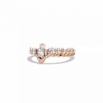 Delicate CZ Studded Rose Gold Plated Ring Design