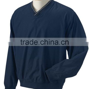 rib-knit v-neck collar Relaxed Fit Men's Microfiber Windshirt golf pullover shirts wholesale with logo OEM