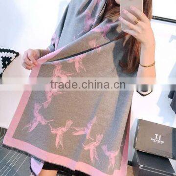 high quality 2017 Spring women scarf new coming flamingo printed pattern imitated cashmere material girl cappa