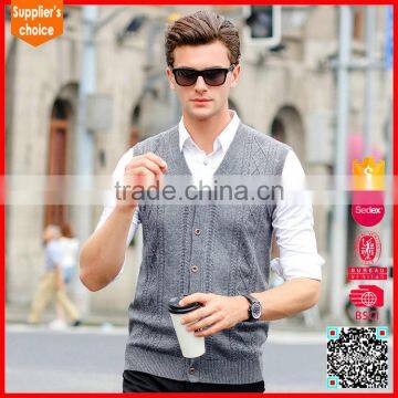 New design men's v-neck button front sweater vest men sweater