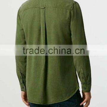 Man Green Pocket Shirt Long Sleeve Flannel Shirt photo-3