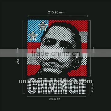 Obama rhinestone fashion hot-fix stone pattern