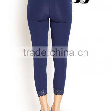 Wholesale Fitness Women Leggings With Lace Bottom and Ninth Length photo-3