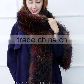 Womens Fur Scarfs Fashionable Luxury Runway Show 200cm Long Faux Fur Fox Fur Stole Collar Strip Patchwork Pashmina Scarf photo-2