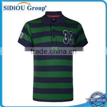 Boys Stripe Printed 33 Polo Collar T-Shirt Green/Navy 3-10 Years