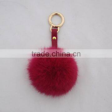 Myfur High Quality Dyed Colorful Rabbit Fur Pompom Key Ring Bag Charm