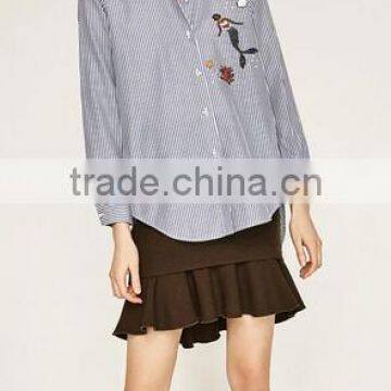 Runwaylover EY2369B 2017 Women Fashion Embroidery Stripe Blouse