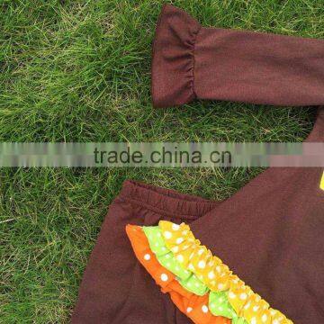 2T-7 New Baby Girls Thanks Giving Pant Outfits Turkey Boutique Outfits Matching Hair Bows and Chunky Necklace Set photo-5