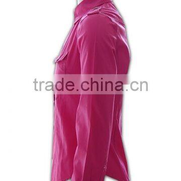 100% Cotton Design China Made Popular Ladies Pink Color Dress Shirt photo-2