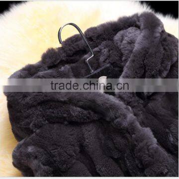 Sleeveless hooded fur waistcoat in long female vest