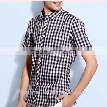  Latest design black plaids cotton Italian men casual shirt for customise