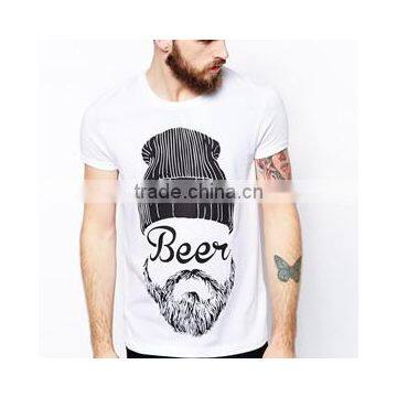 100% cotton T-Shirt With Beer Print And Roll Sleeve