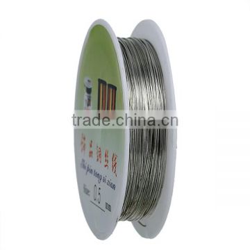 Copper Beading Wire Thread Cord Round Silver Tone 0.5mm Dia. , 2 Rolls