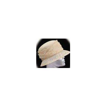 Comfortable Beige Abaca Church Ladies Sinamay Hat Adjustable Sweatband