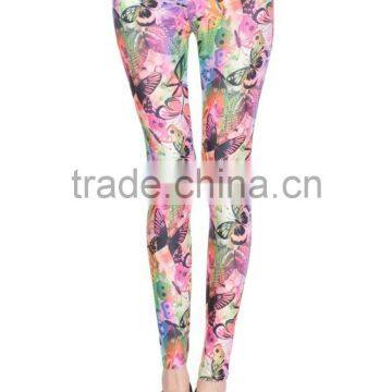 sexy colorful butterflies milk silk printed skim high elastic leggings