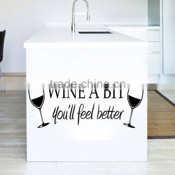 Black Wine a Bit Kitchen Wall Art Sticker Vinyl Decal Kitchen Art Decor