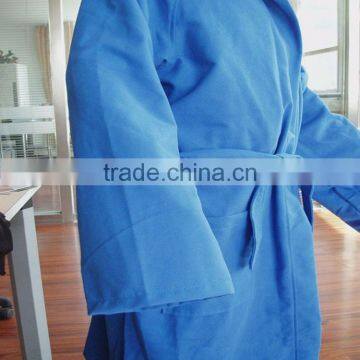cheap blue hooded robe microfiber bath robe