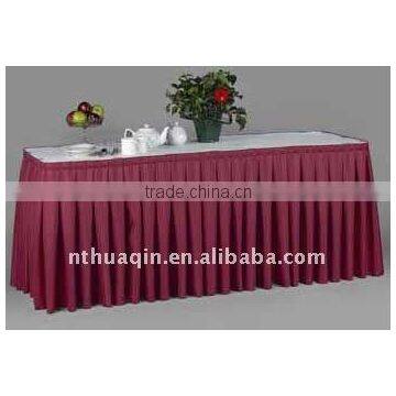 Satin table skirting table skirts table linen polyester table skirts with pleats