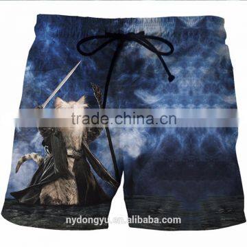 men fast dry sword cat beach shorts/ blue l na creative plus size beach shorts with pockets / printed sports beach wear