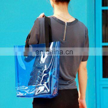 Blue Clearly Cheap Promotional Summer Beach Using PVC Tote Bag