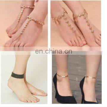 Women Coin Chain Rhinestone Anklet Ankle Bracelet Barefoot Sandal Beach Foot Jewelry