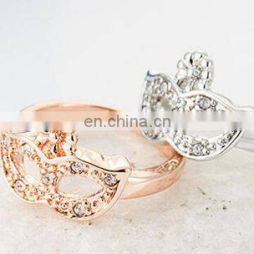 Korean Version of the High-quality Fashion Mask Gilded Gold Crystal Ring Tail Ring Girl Gift Ring photo-5