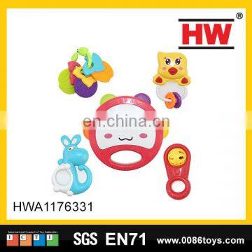 Hot selling plastic baby tambourine musical toy rattle(5pcs)