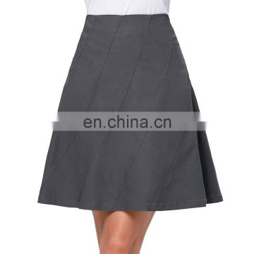 Kate Kasin Multi Panel Scallop Seam High Stretchy Dark Grey A-Line Skirt KK000291-2