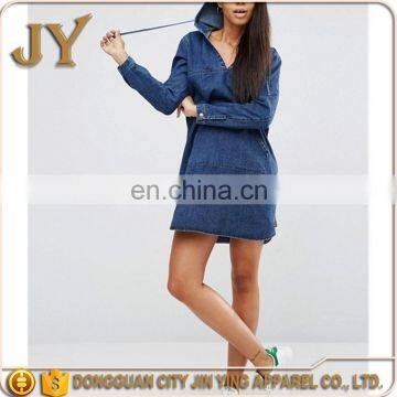 Women's Suit Denim Hoody Dress Pouch Pockets Dress V-neck Dress for Women Women Wear photo-5