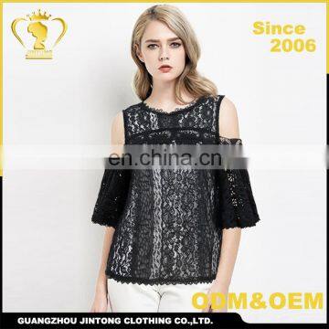 AZ4563 latest women fashion design woman black lace blouse muslimah