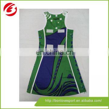 2015 new custom made sublimation printing netball wear