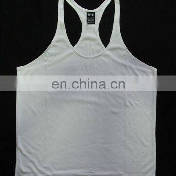 t-back mens gym singlet 100% cotton Custom Stringer Vests/ Gold gym singlet