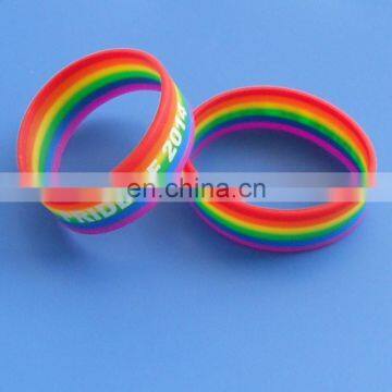 silicone gay pride wristbands , cheap printing silicone soft bangle for gay / lesbian