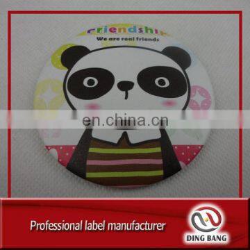 OEM Wholesale Cheap Advertising Gift Tinplate Type And Lovely Cartoon Panda Design Custom Promotion Tin Mirror