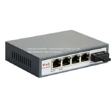 30W 5 Port PoE Switch with 4x10/100M PoE Ports +1 SC Fiber Port