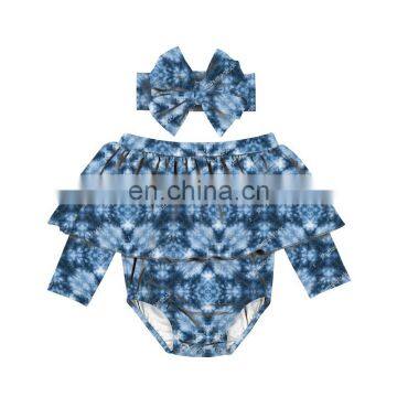 Off The Shoulder Tie Dye Romper Toddler Outfit Girl photo-6