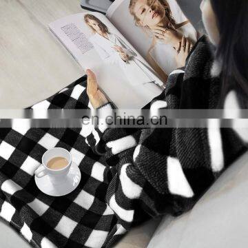 Cozy Plaid White Fleece Custom Blanket With Sleeves Wearable Electric Blanket photo-5