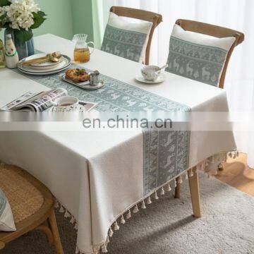 New Design Linen Tablecloth Embroidery Animal Geometric Pattern Tablecloth Party Tablecloth photo-4
